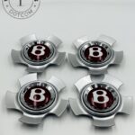 Bentley Wheel Center Caps Chrome Red Logo