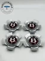 Bentley Wheel Center Caps Chrome Red Logo