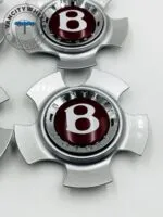 Bentley Wheel Center Caps – Silver/Chrome, Red Logo (4Pcs) - Image 4