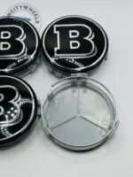 Set of 4 Black & Chrome Brabus Wheel Center Caps – 75mm Chrome Center Hub Caps for Brabus Wheels - Image 4