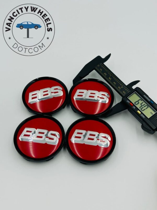 4Pcs BBS Kraftfahrzeugtechnik AG Wheel Center Caps red with silver lettering - Image 5
