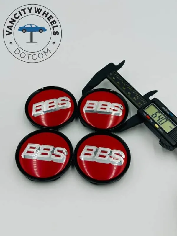 4Pcs BBS Kraftfahrzeugtechnik AG Wheel Center Caps red with silver lettering - Image 5