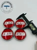 4Pcs BBS Kraftfahrzeugtechnik AG Wheel Center Caps red with silver lettering - Image 6