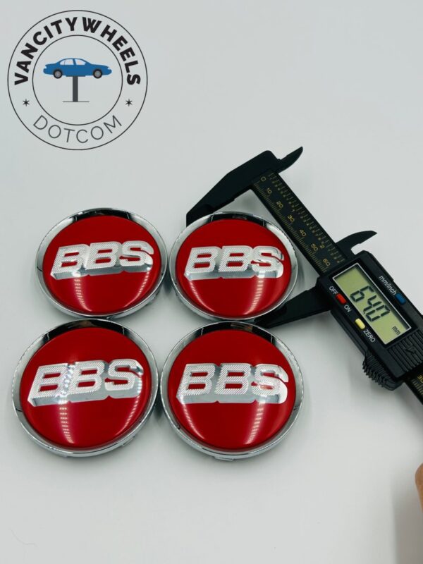 4Pcs BBS Kraftfahrzeugtechnik AG Wheel Center Caps red with silver lettering - Image 6