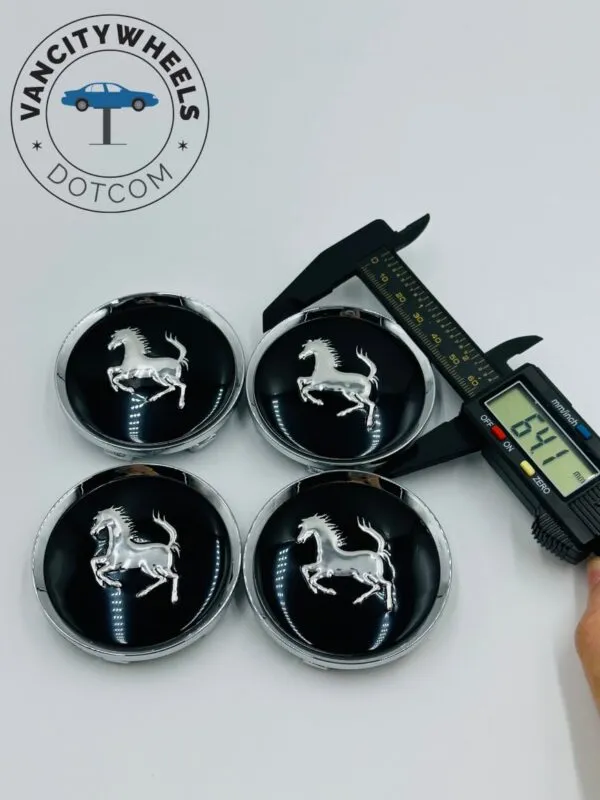 Ferrari Donkey Horse Wheel Caps – Black 60mm (4Pcs) - Image 6