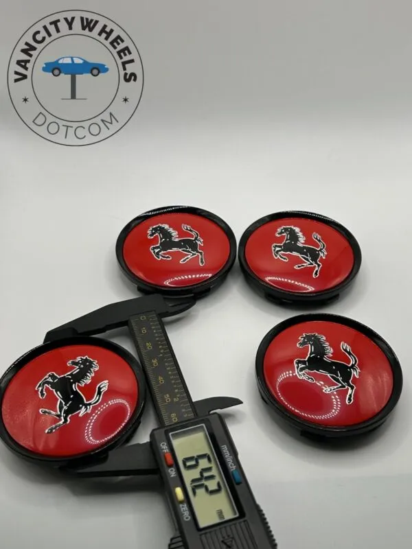 Ferrari Prancing Horse Wheel Caps – Red 60mm (4Pcs) - Image 5