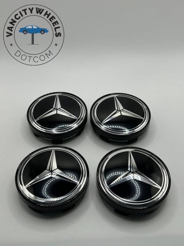 Premium 4Pcs Mercedes – Benz Wheel Center Caps in Varied Sizes & Wheel Cap Base Colors