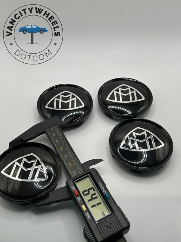 Mercedes 4Pcs Custom Sizes  Wheel Center Caps Black - Image 5