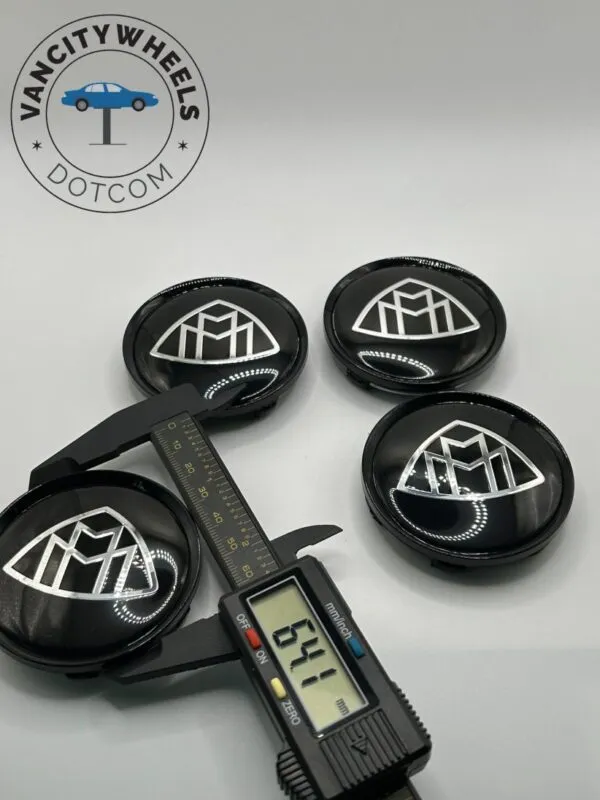 Mercedes 4Pcs Custom Sizes  Wheel Center Caps Black - Image 5
