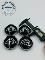 Mercedes 4Pcs Custom Sizes  Wheel Center Caps Black - Image 6