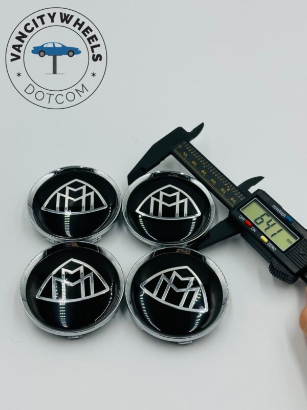 Mercedes 4Pcs Custom Sizes  Wheel Center Caps Black - Image 6