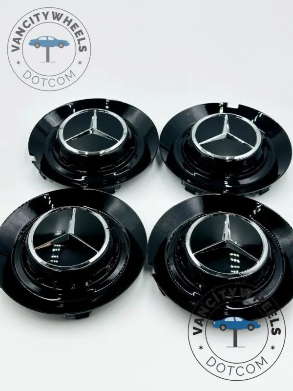 Mercedes 146mm Gloss Black Wheel Hub Cap C-1028 17028 - (Set of 4) - Image 8