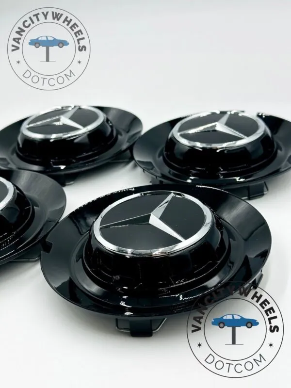 Mercedes 146mm Gloss Black Wheel Hub Cap C-1028 17028 - (Set of 4) - Image 9