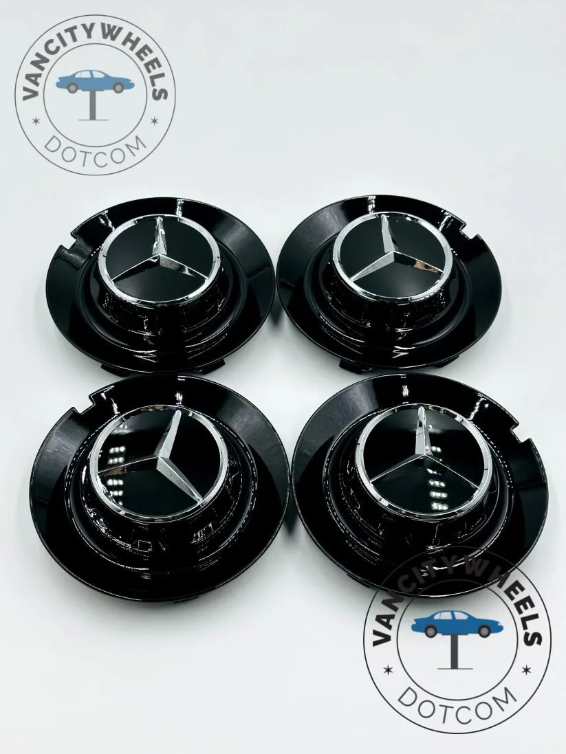 Mercedes 146mm BC965 Gloss Black Wheel Hub Cap Mercedes 146mm Gloss Black Wheel Hub Cap