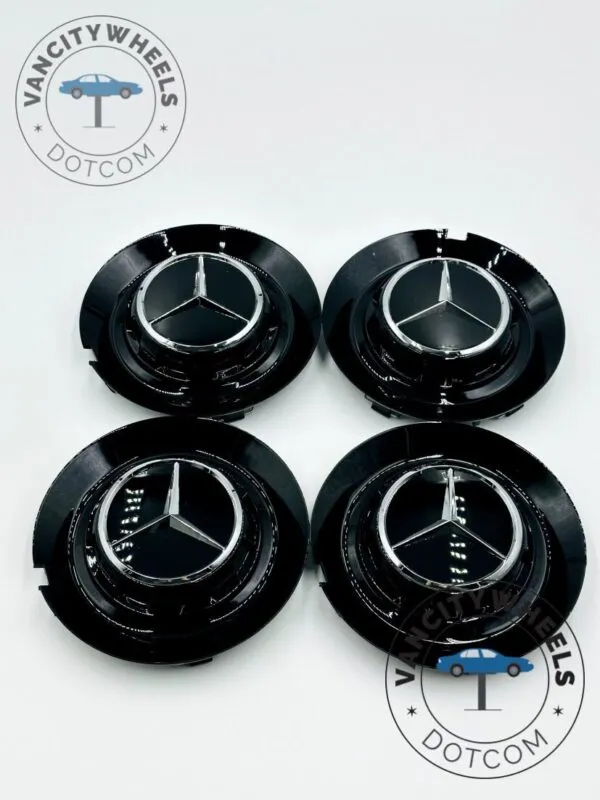 Mercedes 146mm Gloss Black Wheel Hub Cap C-1028 17028 - (Set of 4) - Image 7