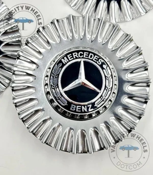 Mercedes Maybach 150mm Hub Caps – Chrome, Spike Wheels - (Set of 4) - Image 2