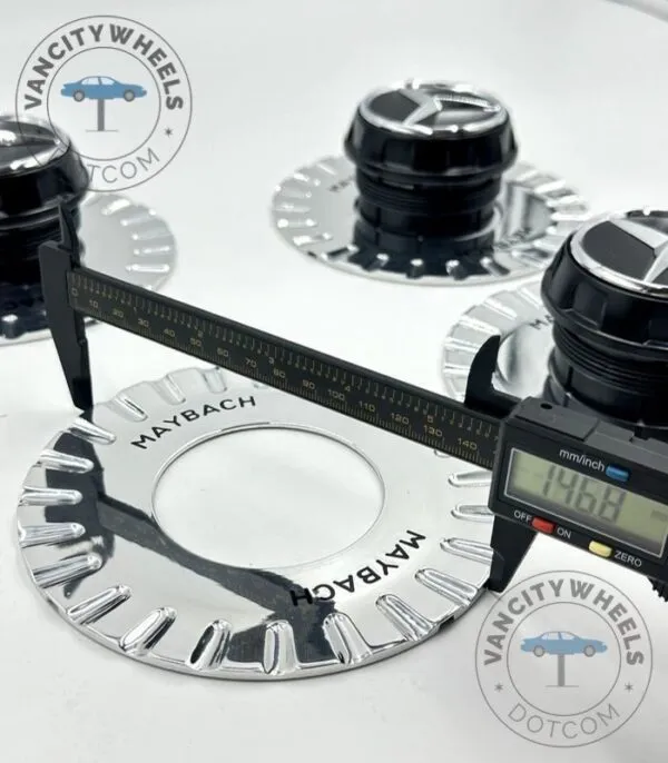 mercedes benz 147mm center caps – 147mm Chrome Wheel - (Set of 4) - Image 4