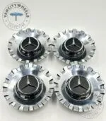 Premium Wheel Center Caps for Mercedes A2224000900 – Best 154mm Spike Wheels Hub Cover with Silver Chrome with Black Silver Logo (Set of 4) - Image 6