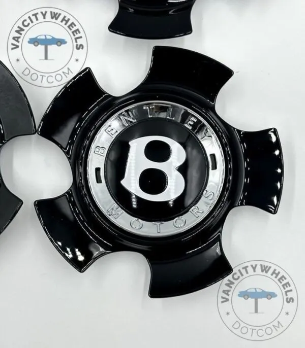 Bentley Continental GT Wheel Center Caps in Black/Silver (4Pcs) - Image 2