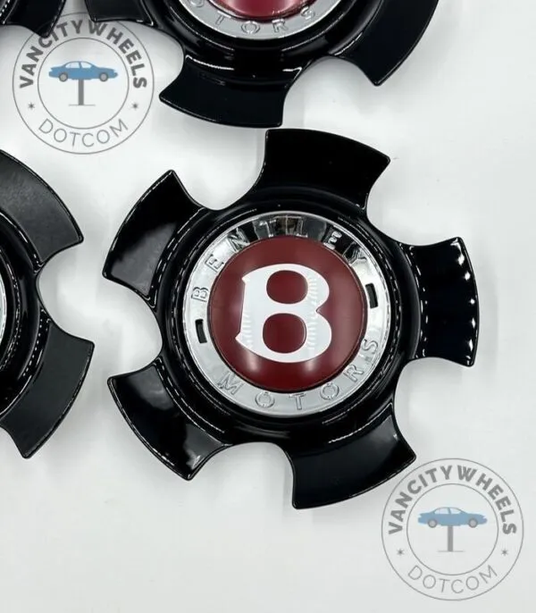 Bentley GT Red Wheel Center Caps Maroon/Dark (Set of 4) - Image 3