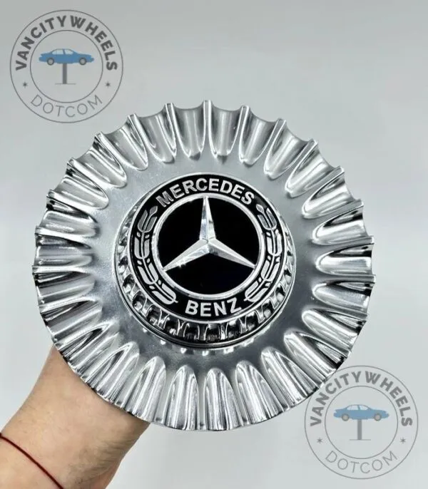 Mercedes Maybach 150mm Hub Caps – Chrome, Spike Wheels - (Set of 4) - Image 3