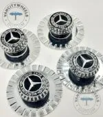 Chrome Mercedes Benz 147mm Wheel Center Caps –Gls Spike Hub Set of 4 - Image 2