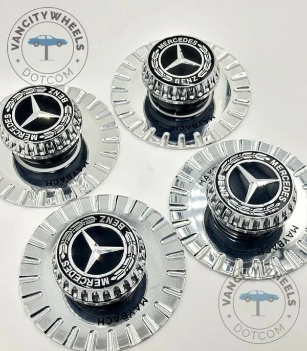Chrome Mercedes Benz 147mm Wheel Center Caps –Gls Spike Hub Set of 4 - Image 2