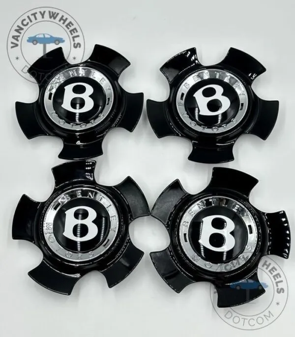 Bentley Continental GT Wheel Center Caps in Black/Silver (4Pcs) - Image 5