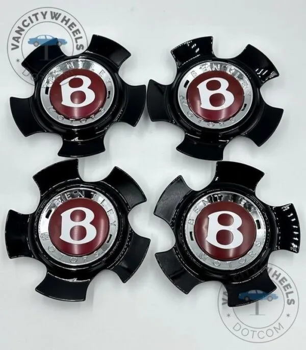 Bentley GT Red Wheel Center Caps Maroon/Dark (Set of 4) - Image 5