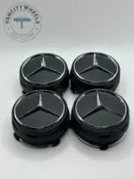 Black 75mm Floating Center Caps Mercedes – Premium Wheel Hub Caps