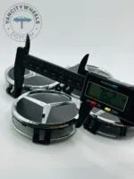 Set of 4 Black & Chrome Mercedes-Benz Alloy Wheel Center Caps – 76mm Premium Hub Caps - Image 3