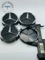 Set of 4 Black & Chrome Mercedes-Benz Alloy Wheel Center Caps – 76mm Premium Hub Caps - Image 4