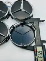 Set of 4 Black & Chrome Mercedes-Benz Alloy Wheel Center Caps – 76mm Premium Hub Caps - Image 5