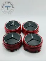 Black/Red Mercedes Benz Center Caps—4-piece set (75mm)