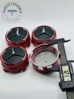 Black/Red Mercedes Benz Center Caps—4-piece set (75mm) - Image 5