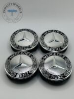 Set of 4 Chrome/Black Mercedes Benz Alloy Wheel Center Caps 74mm, Black/Chrome Center Hub Caps for Mercedes Benz AMG 74mm