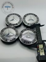 Set of 4 Chrome/Black Mercedes Benz Alloy Wheel Center Caps 74mm, Black/Chrome Center Hub Caps for Mercedes Benz AMG 74mm - Image 3
