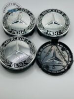 Set of 4 Chrome/Black Mercedes Benz Alloy Wheel Center Caps 74mm, Black/Chrome Center Hub Caps for Mercedes Benz AMG 74mm - Image 4
