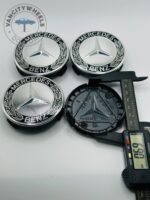Set of 4 Chrome/Black Mercedes Benz Alloy Wheel Center Caps 74mm, Black/Chrome Center Hub Caps for Mercedes Benz AMG 74mm - Image 5