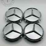 Set of 4 Chrome Mercedes Benz Alloy Wheel Center Caps 75mm, Chrome Center Hub Caps for Mercedes Benz 75mm