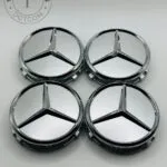 Set of 4 Chrome Mercedes Benz Alloy Wheel Center Caps 75mm, Chrome Center Hub Caps for Mercedes Benz 75mm