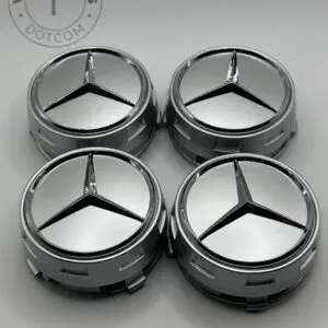 Gloss Silver Mercedes Benz Alloy Wheel Center Caps 75mm