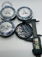 Set of 4 Chrome/Dark Blue Mercedes Benz Alloy Wheel Center Caps 74mm, Dark Blue/Chrome Center Hub Caps for Mercedes Benz 74mm - Image 5