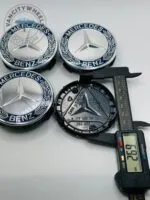 Set of 4 Chrome/Dark Blue Mercedes Benz Alloy Wheel Center Caps 74mm, Dark Blue/Chrome Center Hub Caps for Mercedes Benz 74mm - Image 5