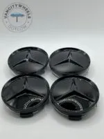 Gloss Black Mercedes Benz Alloy Wheel Center Caps 75mm