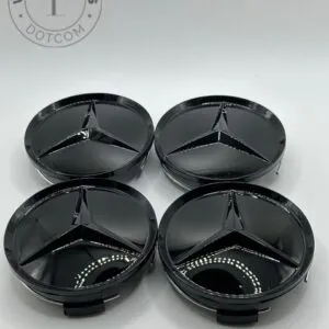 Gloss Black Mercedes Benz Alloy Wheel Center Caps 75mm