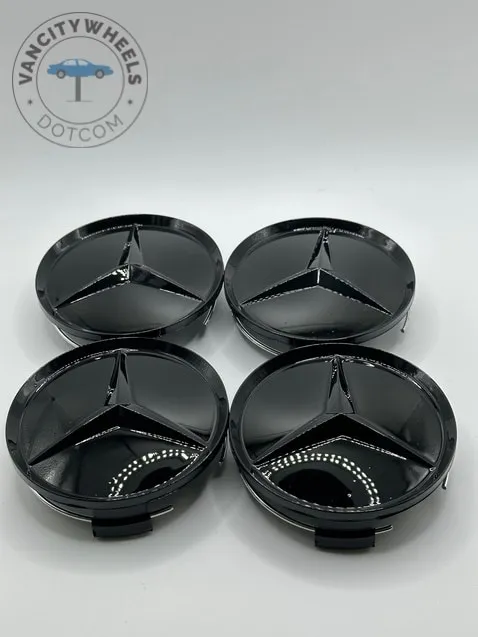 mercedesglossblack.jpeg Gloss Black Mercedes Benz Alloy Wheel Center Caps 75mm