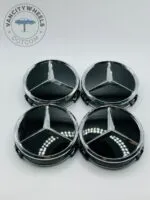 Gloss Black Center Hub Caps for Mercedes Benz 75mm