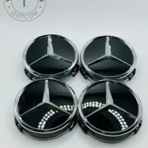 Gloss Black Center Hub Caps for Mercedes Benz 75mm