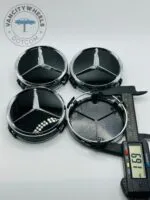 Set of 4 Gloss Black & Chrome Mercedes Benz Wheel Center Caps (75mm) – Premium Hub Caps - Image 4